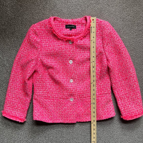 Talbots Tweed Peplum Jacket Women’s Blazer Neon Pink Boucle Corpcore | Size 6 - Picture 10 of 15